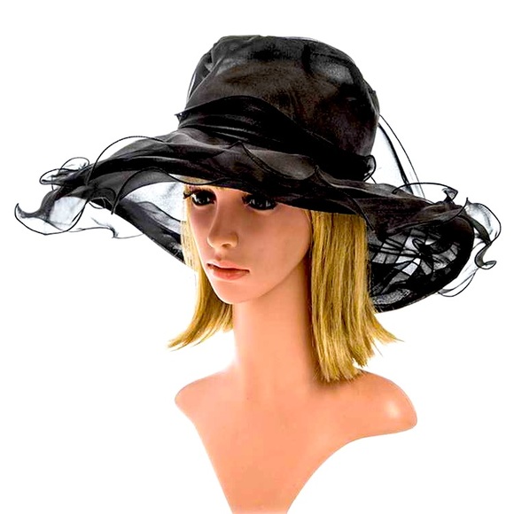 Large Elegant Fascinator Derby Tea Party Organza Hat - Picture 4 of 4